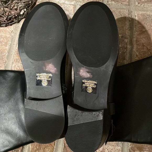 Solanz Full Length Boots Black Tan Zip up Gretchen Wide Calf Women's 9.5 - Picture 10 of 11